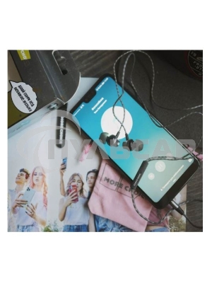 Наушники вакуумные AUX разъем с МК и рег.громкости длина 1.2м More Choice P61 (Black Dark Silver)