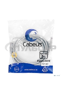 Патч-корд Cabeus PC-UTP-RJ45-Cat.5e-3m U/UTP, кат.5е, 2xRJ45/8p8c, неэкранированный, серый, PVC, 3м