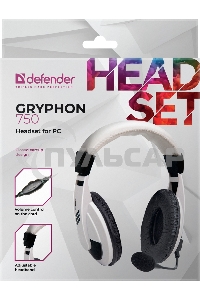 Наушники Defender Gryphon 750 белый, кабель 2 м