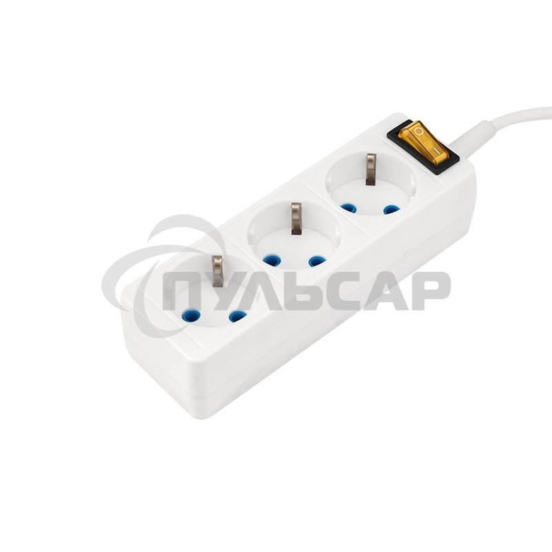 Удлинитель PROconnect 3 гнезда, 10 м, 3х0.75 мм², с/з, с кнопкой, белый