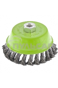 Щетка для УШМ СИБРТЕХ, 75 мм М14, чашка, крученая металлическая проволока 0,5 мм 746247