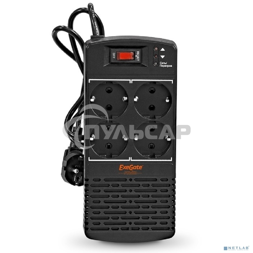 Стабилизатор ExeGate Power AD5000-1000 (1000VA/500W, диапазон 150...280В, 4 евророзетки)