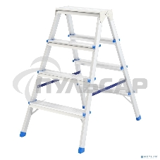 Стремянка двусторонняя Сибртех 4ст алюминиевая, 97924