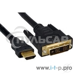 Кабель HDMI-DVI Cablexpert CC-HDMI-DVI-7.5MC, 19M/19M, single link, медь, позол.разъемы, экран, 7.5м, черный, пакет