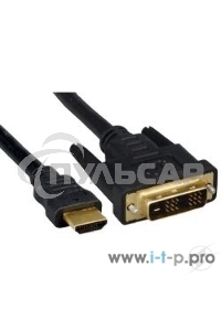 Кабель HDMI-DVI Cablexpert CC-HDMI-DVI-7.5MC, 19M/19M, single link, медь, позол.разъемы, экран, 7.5м, черный, пакет