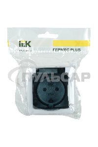 Розетка Iek ERMP12-K03-16-54-EC РСб20-3-ГПБд роз 1м с з/к о/у IP54 (цвет крышки:дымчатый) ГЕРМЕС PLUS