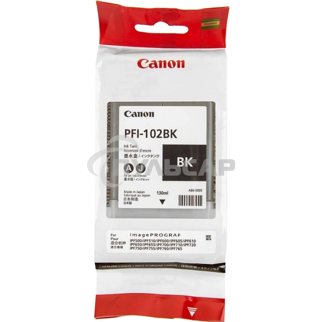 Картридж струйный Canon PFI-102Bk (0895B001) черный (130 мл.) для Canon iPF605, iPF610, iPF650, iPF655, iPF710, iPF750, iPF755, LP17, iPF510
