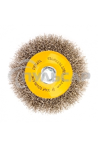 Щетка для УШМ, 125 мм, М14, Тарелка, витая нержавеющая проволока 0,3 мм Denzel