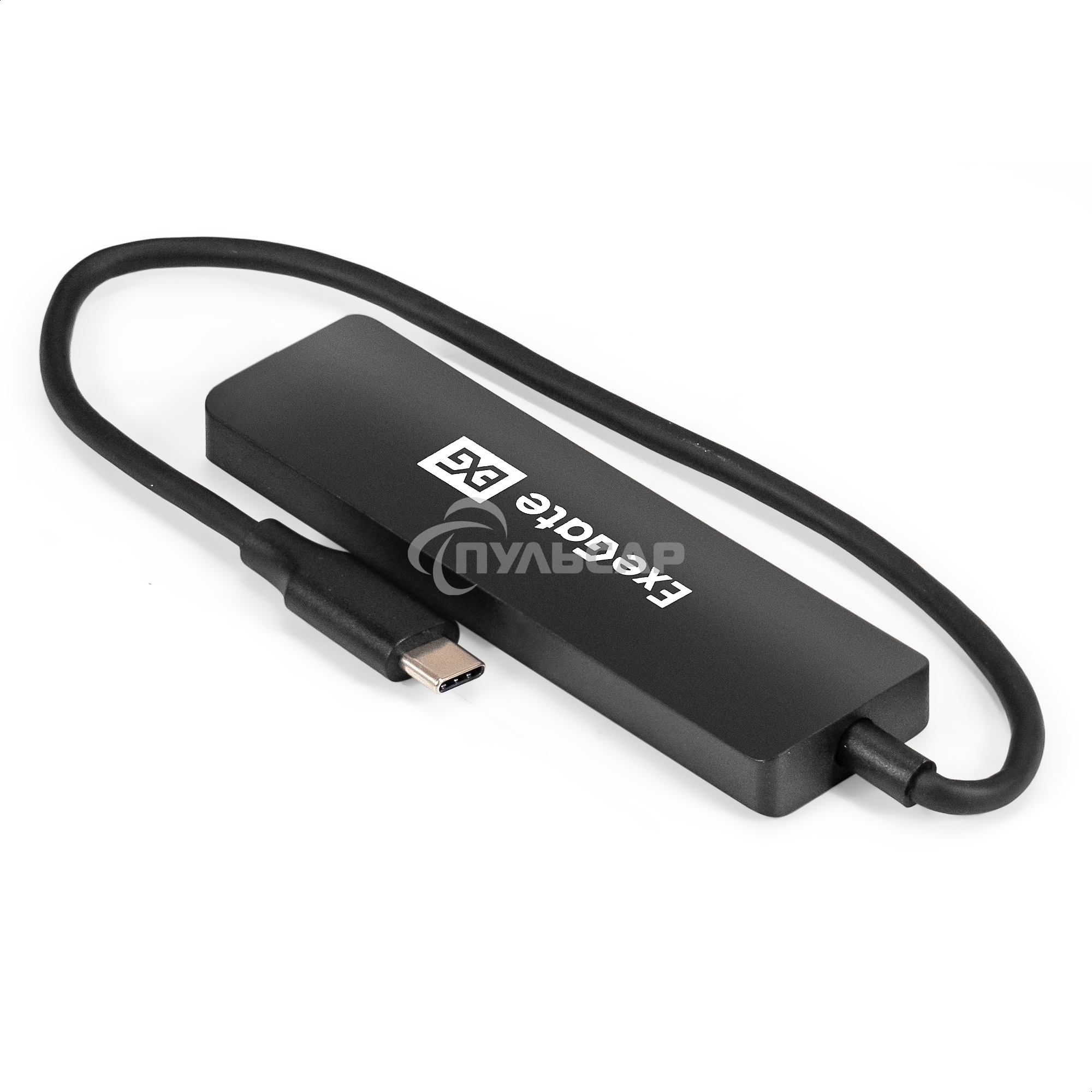 Хаб USB (концентратор) 4-в-1 ExeGate DUB-4CP/3 (кабель-адаптер USB Type C --> 4xUSB3.0, Plug&Play, черный)