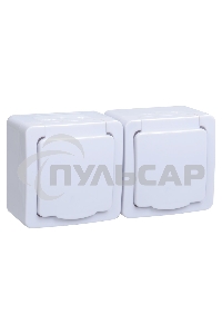 Розетка двухместная с з/к с крышкой для открытой установки РСб22-3-ГПБб IP54 серия 