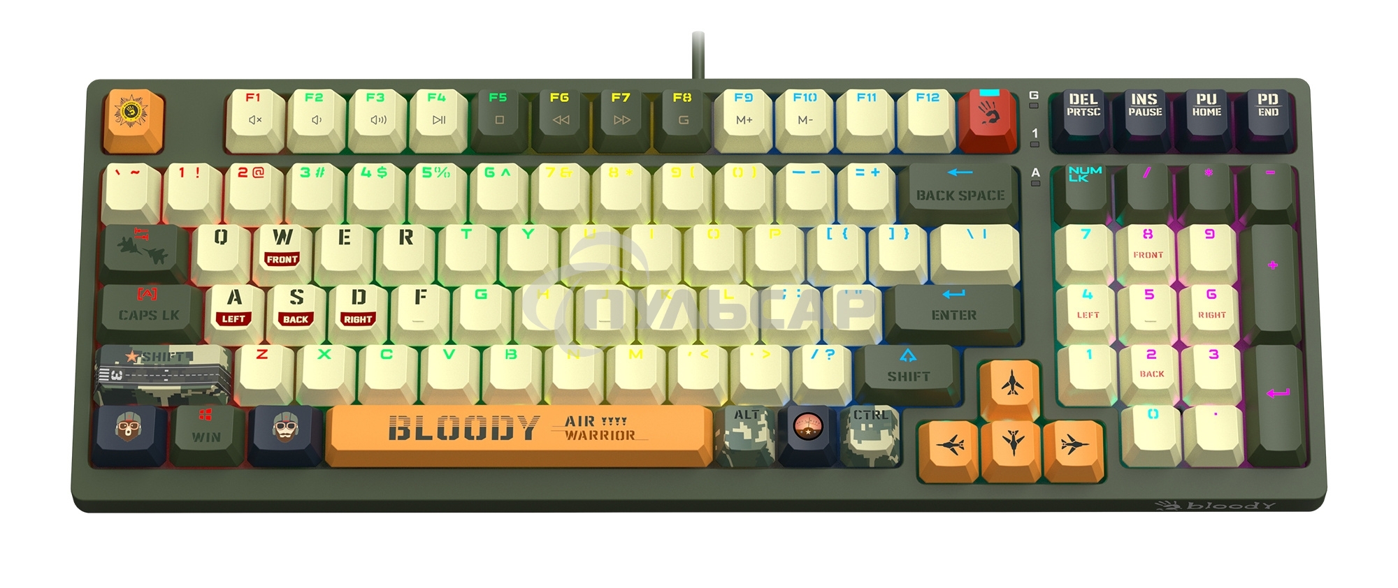 Клавиатура проводная A4Tech Bloody S98 Aviator механическая зеленый USB for gamer LED (S98 AVIATOR)