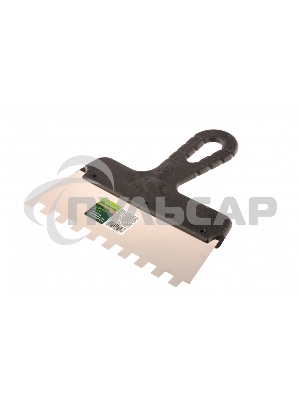 Шпатель из нержавеющей стали Сибртех 200 мм, зуб 10х10 мм, пластмассовая ручка 85482