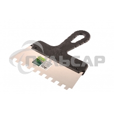 Шпатель из нержавеющей стали Сибртех 200 мм, зуб 10х10 мм, пластмассовая ручка 85482 Шпатель из нержавеющей стали Сибртех 200 мм, зуб 10х10 мм, пластмассовая ручка 85482