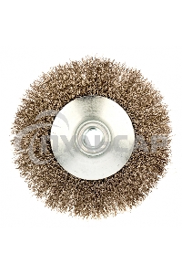 Щетка для УШМ, 125 мм, М14, Тарелка, витая нержавеющая проволока 0,3 мм Denzel
