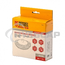 Щетка для УШМ, 125 мм, М14, Тарелка, витая нержавеющая проволока 0,3 мм Denzel