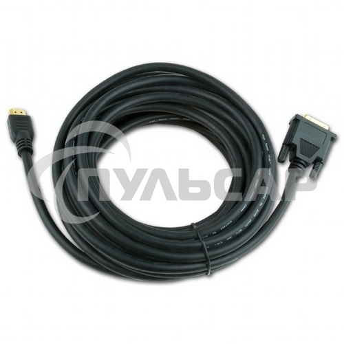 Кабель HDMI-DVI Cablexpert CC-HDMI-DVI-15, 19M/19M, single link, медь, позол.разъемы, экран, 4.5м, черный, пакет