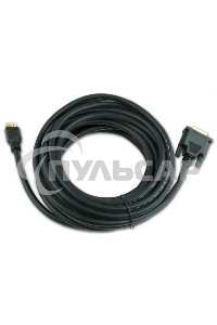 Кабель HDMI-DVI Cablexpert CC-HDMI-DVI-15, 19M/19M, single link, медь, позол.разъемы, экран, 4.5м, черный, пакет