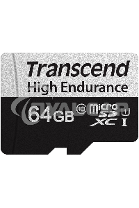 Флеш карта microSD 64GB Transcend microSDXC Class 10, UHS-I U1, High Endurance, (SD адаптер), R/W: 100/45 MB/s, 3D TLC