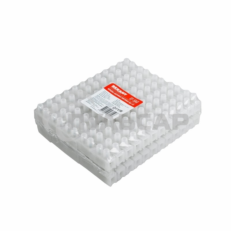 Клеммная колодка винтовая KВ-40 (25-40 мм²), ток 100 A, полиэтилен белый (ЗВИ) Rexant