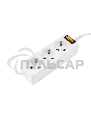 Удлинитель PROconnect 3 гнезда, 1.5 м, 3х0.75 мм², с/з, с кнопкой, белый