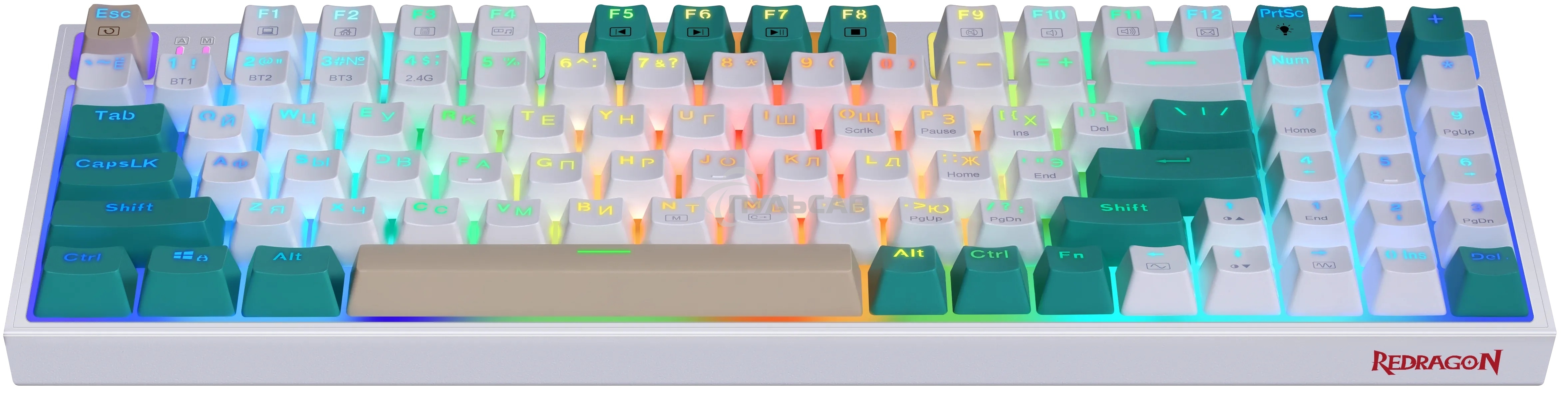 Клавиатура беспроводная Defender REDRAGON VEIGAR USB, Bluetooth/Радиоканал, бело-голубая