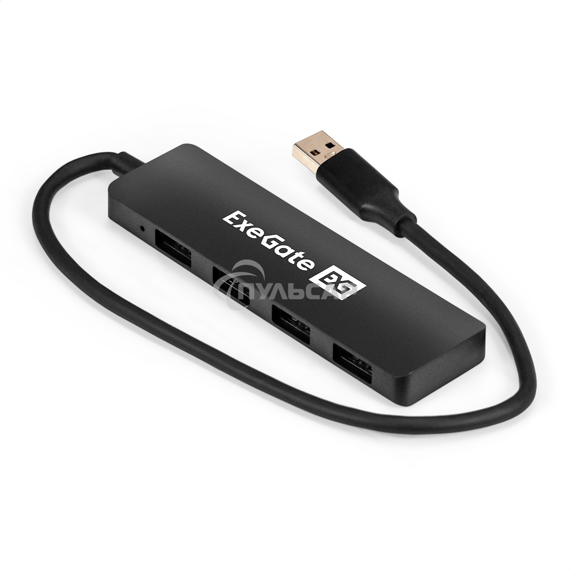 Хаб USB (концентратор) 4-в-1 ExeGate DUB-4P/3 (кабель-адаптер USB3.0 --> 4xUSB3.0, Plug&Play, черный)