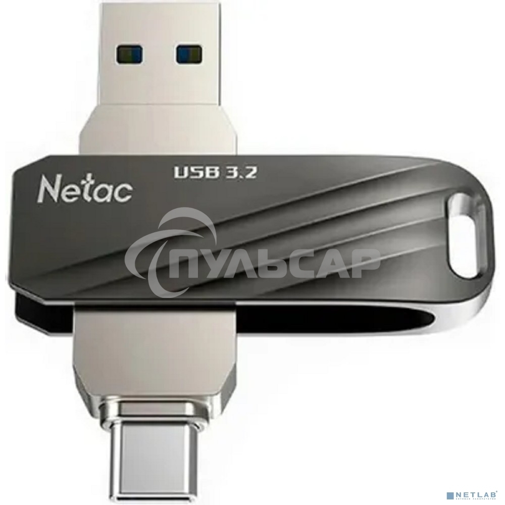 Флешка USB Netac US11 черный 64 Gb USB Type-A + USB Type-C, metal/plastic case