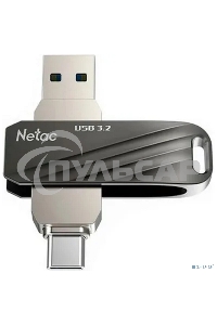 Флешка USB Netac US11 черный 64 Gb USB Type-A + USB Type-C, metal/plastic case