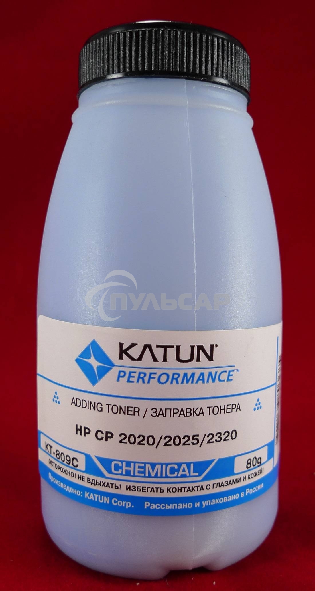 Тонер HP CP2020/2025/CM2320 Cyan, химический (фл.80г.) Katun фас. России