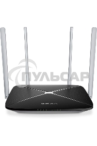Беспроводный маршрутизатор Mercusys AC12, Dual Band, (867Мбит/с на 5 ГГц + 300Мбит/с на 2,4 ГГц)4 порта 100 Мбит/с, 4 фиксированных антенны