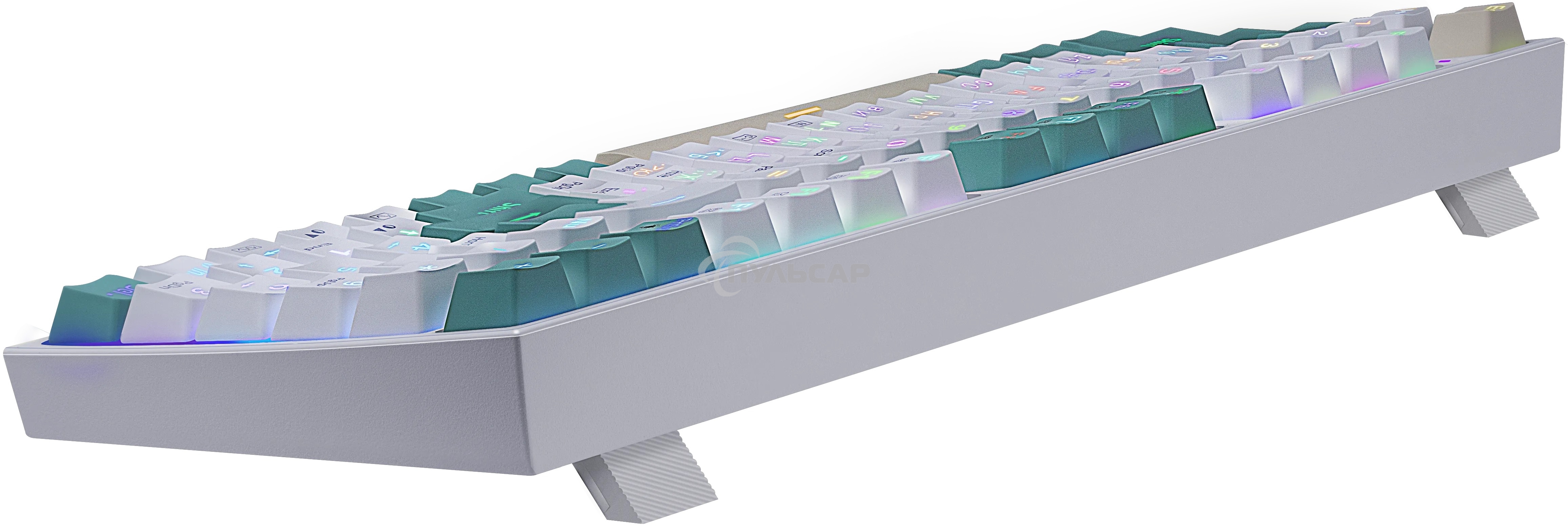 Клавиатура беспроводная Defender REDRAGON VEIGAR USB, Bluetooth/Радиоканал, бело-голубая