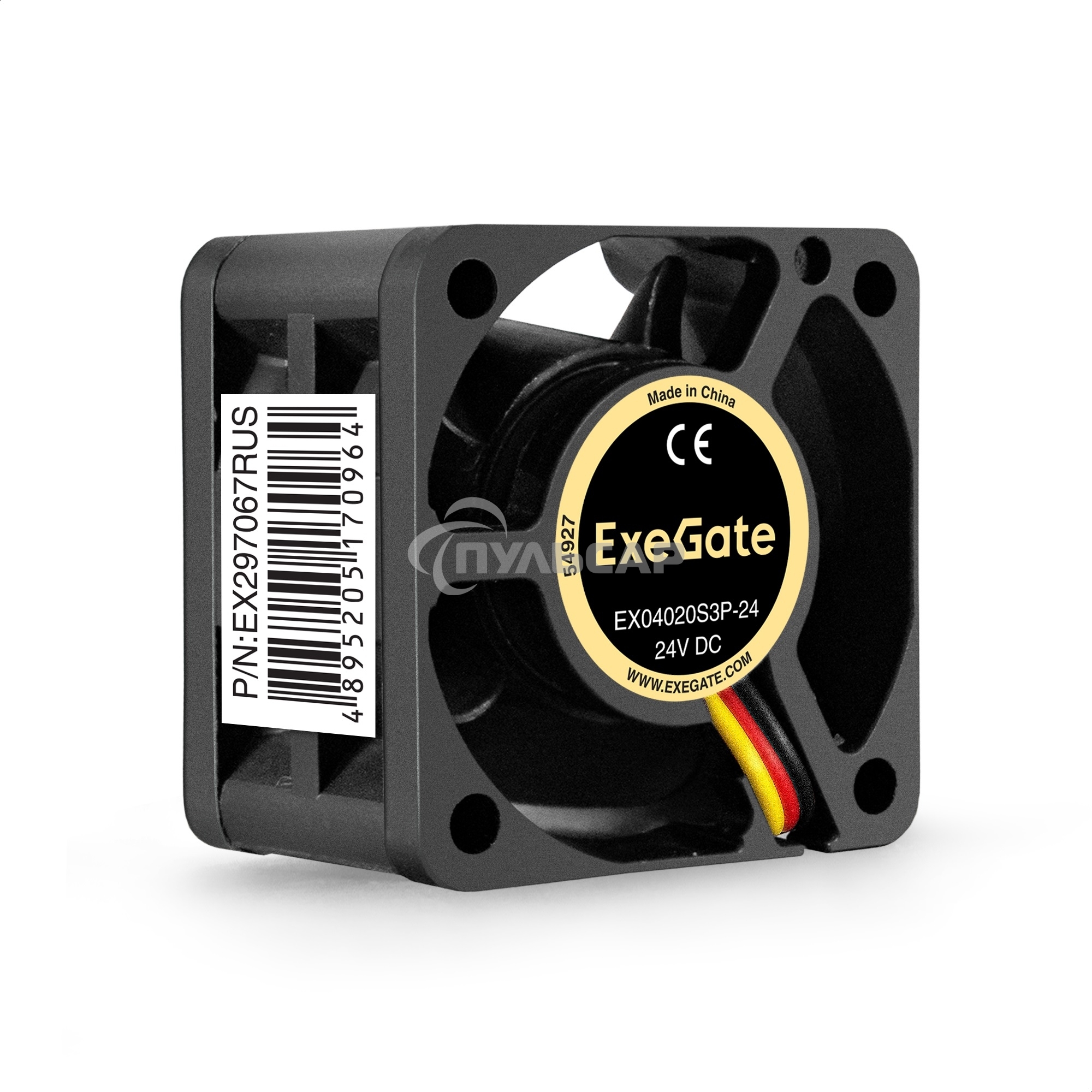 Вентилятор для корпуса ExeGate EX04020S3P-24 черный, 40 мм, 7000 об/мин, 39 дБ, 3 pin