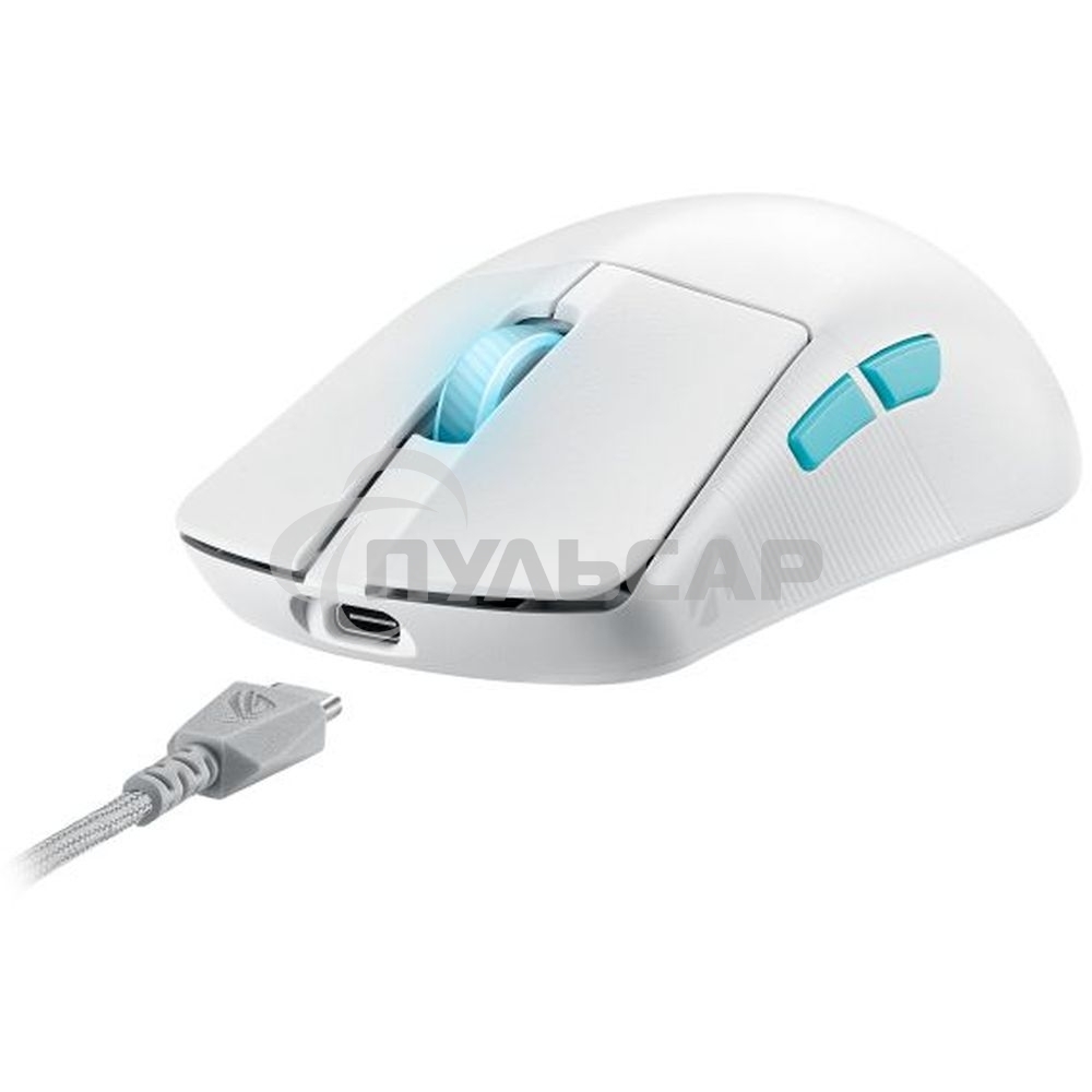 Мышь беспроводная/проводная ASUS ROG Harpe Ace Aim Lab Edition белый, 36000 dpi, радиоканал, Bluetooth, USB, кнопки - 5