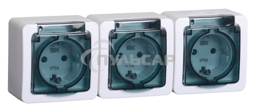Розетка силовая Iek ERMP32-K03-16-54-EC РСб23-3-ГПБд роз 3м с з/к о/у IP54 (дымчатый) ГЕРМЕС PLUS