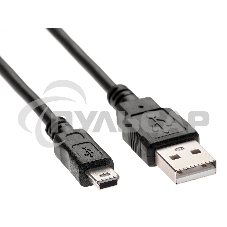 Кабель USB 2.0 A-->mini-B 5P (1м) черный TELECOM/VCOM <TC6911BK-1.0M>