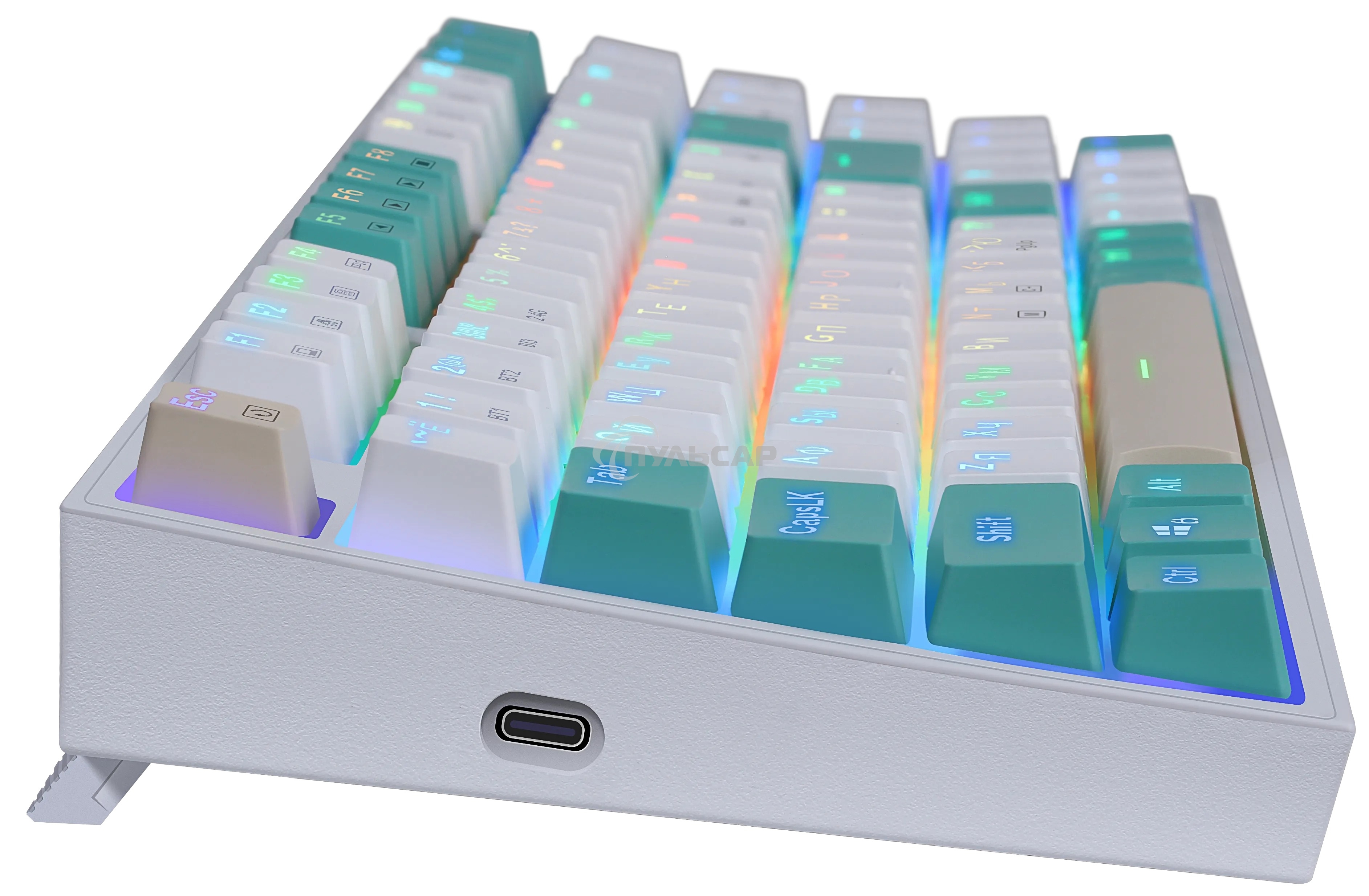 Клавиатура беспроводная Defender REDRAGON VEIGAR USB, Bluetooth/Радиоканал, бело-голубая