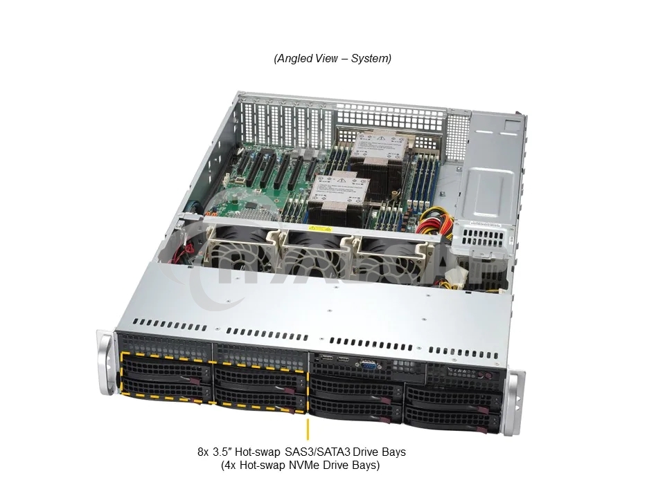 Серверная платформа SuperServer SYS-621P-TRT (X13DEI-T, CSE-825BTS-R1K23LPP1) (LGA-4677, Intel® C741, 16xDDR5 Up to 4TB ECC RDIMM, 8x3.5