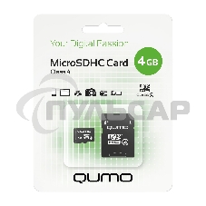 Флэш карта QUMO QM4GMICSDHC4 4Gb MicroSDHC Class 4, SD adapter