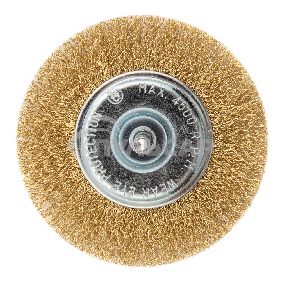 Щетка Matrix для дрели 100 мм, плоская со шпилькой, латунированная витая проволока