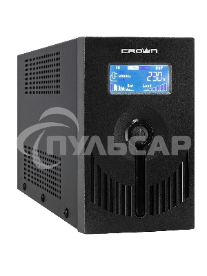 Источник бесперебойного питания CROWN Line Intractive CMU-SP650EURO LCD USB 650VA\390W, корпус металл, 1x12V/7AH, розетки 2*EURO+3*IEC, трансформатор AVR 140-290V, LCD-дисплей, съемный кабель 1.2 м, порт RJ11/45, порт USB, защита: от перегрузки, от КЗ, от