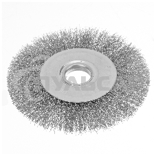 Щетка для УШМ, 125 мм, Плоская, витая нержавеющая проволока 0,3 мм, посадка 22,2 мм Denzel