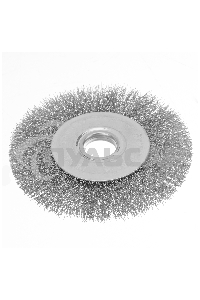Щетка для УШМ, 125 мм, Плоская, витая нержавеющая проволока 0,3 мм, посадка 22,2 мм Denzel
