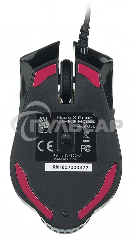 Мышь проводная A4Tech Bloody Q51 черный, 3200 dpi, USB, кнопки - 8