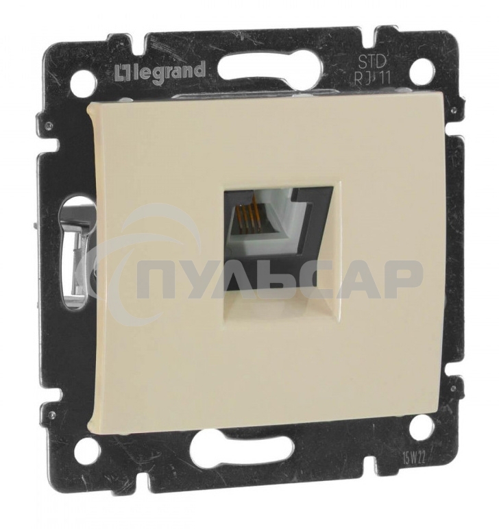 Розетка телефонная Valena RJ11 4 контакта 1 коннектор (слоновая кость) Legrand 774338