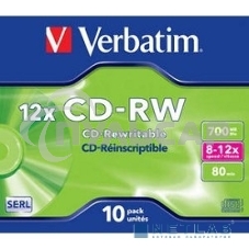 Диск CD-RW Verbatim 700Mb 12x Jewel case (10шт) (43148)