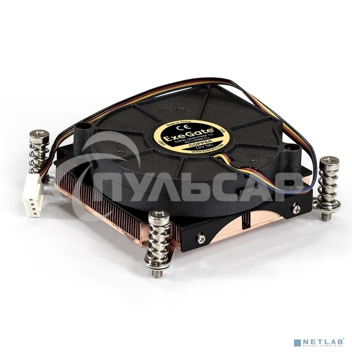 Кулер для процессора ExeGate ESNK-0049.PWM.1U.2011/66.Cu черный, 75 мм, медь, 5000 об/мин, 54 дБ, 4 pin, 115 Вт, 30 мм