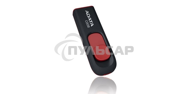Флешка USB ADATA С008 (AC008-32G-RKD), 32 Gb, USB 2.0, R/W 15/5, черный/красный