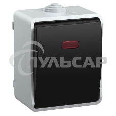 Выключатель 1-кл. ОП ФОРС 10А с подсвет. сер. IP54 ВС20-1-1-ФСр ИЭК EVS11-K03-10-54-DC