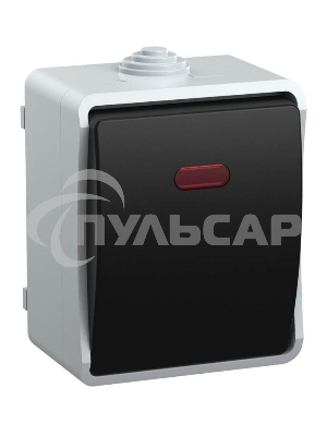 Выключатель 1-кл. ОП ФОРС 10А с подсвет. сер. IP54 ВС20-1-1-ФСр ИЭК EVS11-K03-10-54-DC