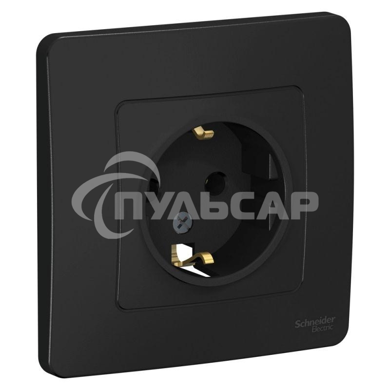 Розетка СП BLANCA 16А 250В без шторок с заземл. антрацит SchE BLNRS001016
